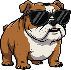 Cool bulldog wearing sunglasses fun dog portrait vector
