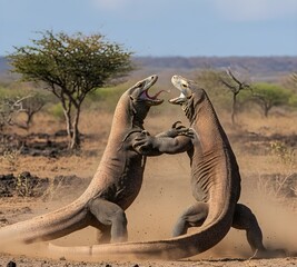 Obraz premium Dragon reptile Komodo fighter