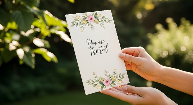 Elegant Floral Invitation Card for Wedding Birthday or Party - Powered by Adobe