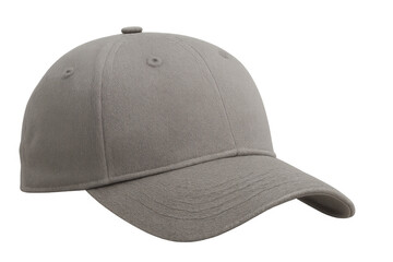 Fototapeta premium Gray felt baseball cap with curved brim. Modern headwear apparel accessory cutout on transparent background