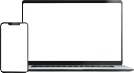 Laptop smartphone blank screen mockup black silver minimal modern