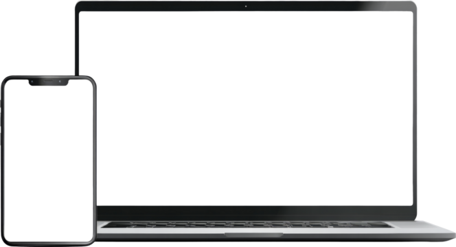 Laptop smartphone blank screen mockup black silver minimal modern