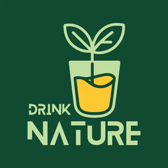 Fruit juice fresh glass logo design vector icon illustration