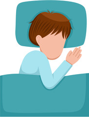 Little Boy Sleeping In Bed