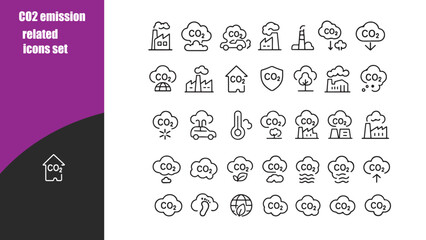 CO2 emission related icons 