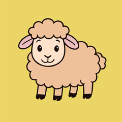 Vector artwork of a cute sheep in soft calm colors, designed as a charming sticker with playful expression and smooth, pastel shading that evokes comfort and joy.