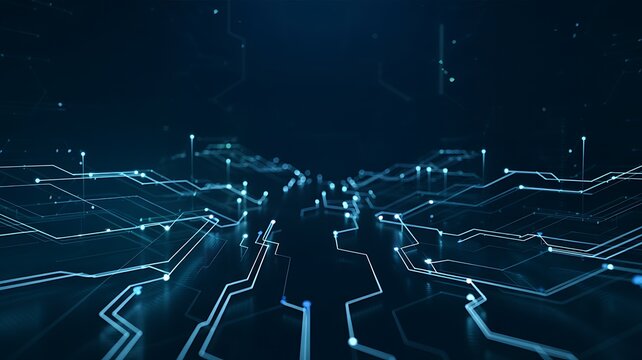 Blue digital circuit board technology background