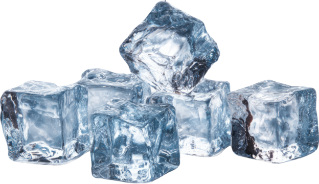 Clear ice cube frozen block cold crystal transparent macro isolated studio