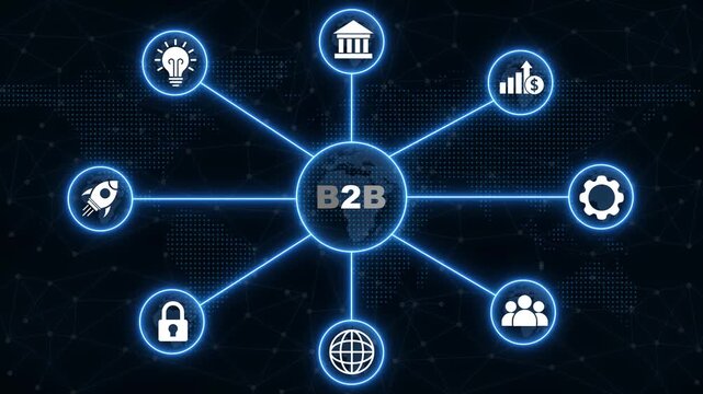 B2 B Business to Business Network Diagram with Global Connections and Icons image photo