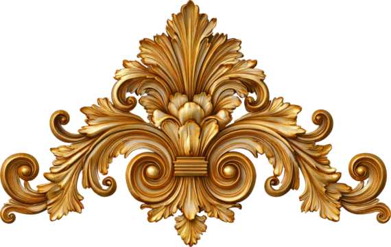 Ornate wood carving, gold leaf, floral motif, baroque style, vintage decor with luxury charm