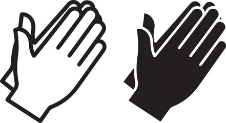 Obraz premium Two stylized hands clapping, one in outline and one in solid black silhouette, symbolizing applause, approval, and celebration. isolated on white background, Vector, illustration