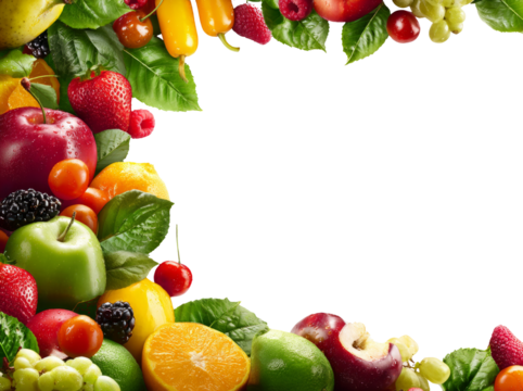 Fresh fruit border colorful juicy ripe assorted