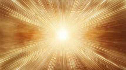 Bright radiant golden burst with dynamic light rays spreading outward against a warm cloudy background, conveying energy and intensity