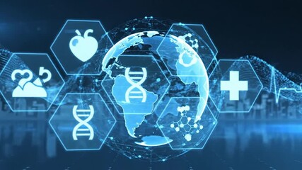 Global Healthcare Technology Interface Concept Loop Animation - Powered by Adobe