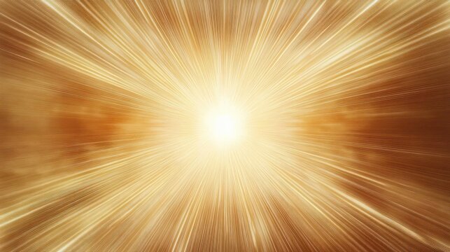 Bright radiant golden burst with dynamic light rays spreading outward against a warm cloudy background, conveying energy and intensity