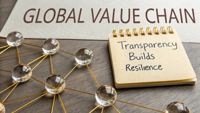 Global Value Chain Concept Illustration with Clear Message on Transparency Building Resilience in Connection to Business Success