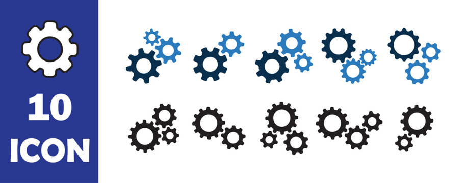 Gear vector icons. Gear icon set. gear icon. cog search symbol. Vector illustration eps 10
