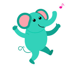 funny elephant dancing with headphones