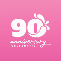 90 Years Anniversary Number Vector Design Template Illustration Collection