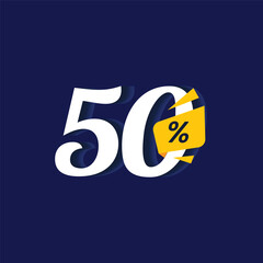 50% Discount Sale Design Label Vector Illustration Collection Set