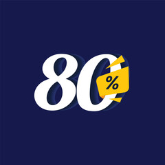 80% Discount Sale Design Label Vector Illustration Collection Set