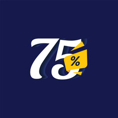 75% Discount Sale Design Label Vector Illustration Collection Set