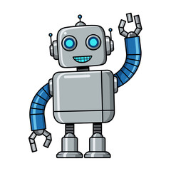Fototapeta premium Friendly robot waving hello with a happy expression.