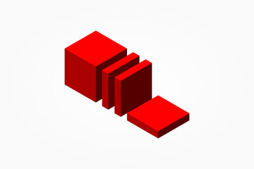 3d red cube slices 