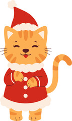 Cute Orange Cat Wearing a Festive Christmas Costume Illustration