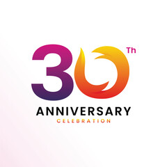 30 Th Anniversary Celebration Modern Number design Vector Template Illustration