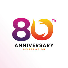 80 Th Anniversary Celebration Modern Number design Vector Template Illustration