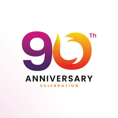 90 Th Anniversary Celebration Modern Number design Vector Template Illustration