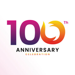 100 Th Anniversary Celebration Modern Number design Vector Template Illustration