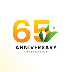 65 Th Anniversary Celebration Modern Number design Vector Template Illustration