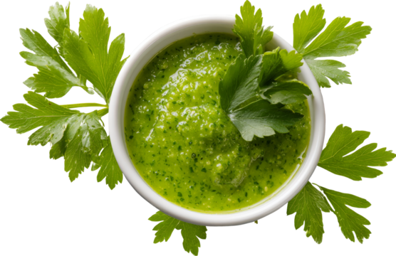 Fresh green sauce parsley herb dip bowl leaf cuisine condiment - Powered by Adobe