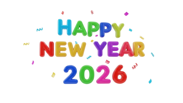 Happy New Year 2026 with Confetti Celebration