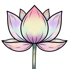 Fototapeta premium A soft pastel lotus flower with layered petals, symbolizing purity and enlightenment in Chinese culture, often used as a traditional decorative motif.