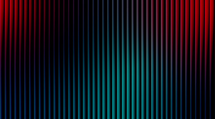 Abstract background with vertical lines illuminated by red and blue lights creating a futuristic and dynamic visual effect