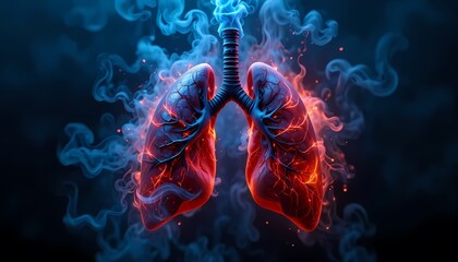 Fototapeta premium Ashes of Air: The Surreal Fire of Human Lungs