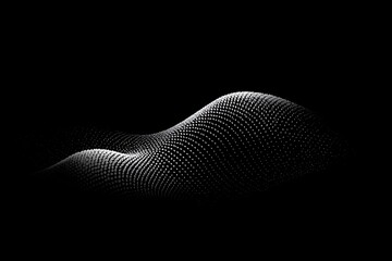 Abstract wave pattern of white dots on a black background, creating a smooth, undulating surface.