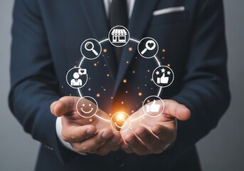 Customer service circle with icons illustration