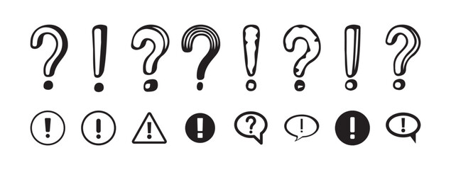 question mark and exclamation mark made of many question marks