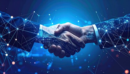 Digital concept of a handshake with network overlay