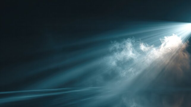 Dramatic Light and Mist: Atmospheric and evocative image, capturing light beams cutting through mist, creating a dramatic and ethereal effect.