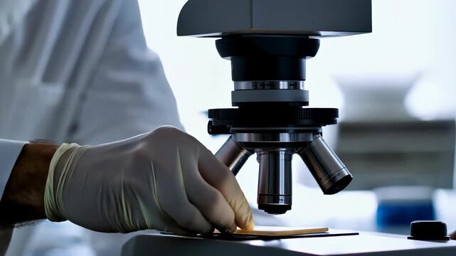Scientist Using Microscope in Laboratory
