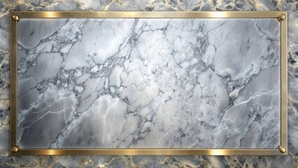 Elegant Grey Marble Panel with Golden Frame, Ideal for Luxurious Design Projects