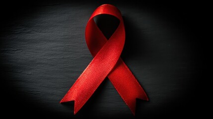 Red ribbon symbolizing awareness for health issues, fundraising, and support for various global causes and initiatives