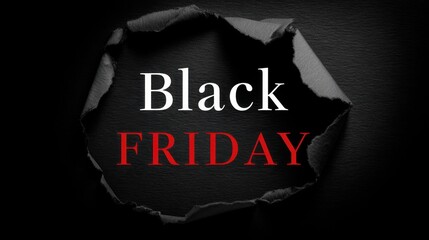 Black Friday Sale Promotion with Torn Paper Effect on Dark Background for Seasonal Marketing Campaigns