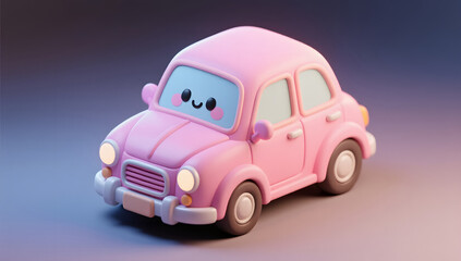 3D car new energy concept tram car insurance model financial illustration