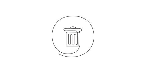 Continuous Line Trash Can Delete Icon,Minimalist Continuous Line Drawing of a Trash Can Icon,Trash bin continuous single line art vector illustration,